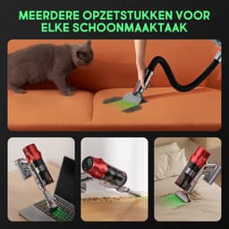 Hiaonyx steelstofzuiger - 9-in-1 steelstofzuiger draadloos - 75000pa - Met dierenborstel - LED Groene Stofdetectielamp - Geschikt voor Tapijten - Harde Vloeren en Dierenharen - 2-liter stofopvangbox - Rood — thumbnail 2