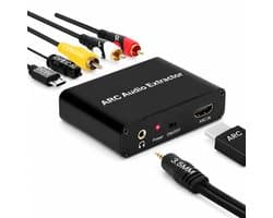 Digitaal naar Analoog Audioconverter - ARC Audio Retour - HDMI naar Optisch/Coax/RCA - 192kHz - Zwart