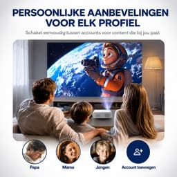 Mini Beamer 1080P en 4K ondersteuning - Smart Projector - Dolby Audio 8W - Bluetooth - WiFi - Autofocus - Google TV - Wit — thumbnail 3