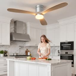 Plafondventilator, 2-in-1 Plafondventilator met LED-Verlichting, Afstandsbediening, Stille Werking, 6 Snelheden, 3 Bladen, Geschikt voor Warme Zomers, Helpt de Hitte te Verlichten (52 inch) — thumbnail 4