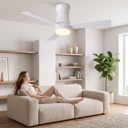 Plafondventilator, 2-in-1 Plafondventilator LED-Verlichting, 3 Instelbare Kleuren, 6 Snelheden, 3 Bladen, Afstandsbediening, Timerfunctie, Geschikt Multifunctioneel Comfort i Huis (Wit, 52 inch) — thumbnail 2