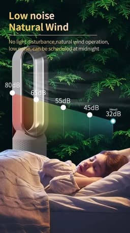 Jently ventilator - bladloze ventilator - lucht-torenventilator - staande ventilator - koelende lucht - 20 inch - met afstandsbediening - zilver — thumbnail 3