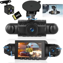 Dashcam voor auto - Zwart - 3 inch IPS-scherm - 1080P HD dubbele camera met nachtzicht en G-sensor - Voor alle voertuigen — thumbnail 1