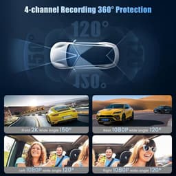 Dashcam voor auto - Zwart - 3 inch IPS scherm - 4-kanaals 2K + 1080p camera’s - Met wifi en app voor volledige bewaking — thumbnail 2