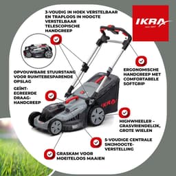 IKRA Bosch 36 V 3-in-1 accu-grasmaaier IB-LM 43 met mulchfunctie, voor gazons tot circa 600 m² – inclusief accu (4,0Ah) en oplader — thumbnail 3