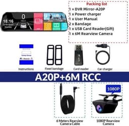 Dashcam voor Auto - 10 Inch Touchscreen Spiegelcamera - 1080P AHD Dashcam met Nachtzicht - G-Sensor - Parkeermodus - Groothoek 170° - Inclusief 6M RCC Achteruitrijcamera - Zwart — thumbnail 4