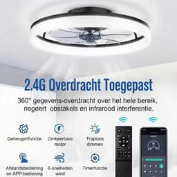 VALI® Ventilator Plafond - Ventilator Staand Afstandsbediening - Ventilator - Zwart/Bruin - 114cm x 114cm x 49cm — thumbnail 4
