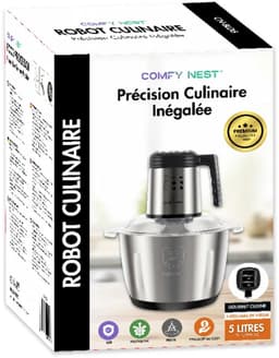 Elektrische Hakmolen 5L – Foodprocessor 1000W – RVS Kom – 6 Messen – 3 Snelheden – Vleesmolen & Groentehakker — thumbnail 5
