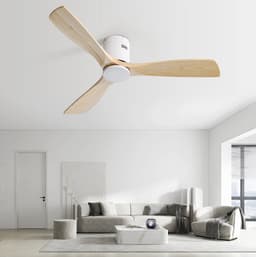 DESMIU Plafondventilator 132 Cm - Zonder Licht Met 3 Houten Bladen, Afstandsbediening, 6 Snelheden En Timer - Wit — thumbnail 4