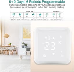 Digitale Thermostaat - Kamertemperatuur Regelaar - Verwarming Instellen - Touchscreen Bediening - 86 x 86 mm - Lichtgroen — thumbnail 5