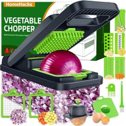 Groentehakselaar - Keukengadget set - Snel snijden - 12-in-1 functies - 2258 cm - Zwart — thumbnail 1
