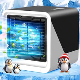 3stukDraagbare luchtkoeler–3-in-1 draagbare persoonlijke airconditioner – Watertank van 500 ml – 3 ventilatorsnelheden & ledverlichting in 7 kleuren – Ventilator met verdampingskoeling (USB-voeding) – Geschikt voor kamers, bureaus en kantoren – Zwart — thumbnail 1