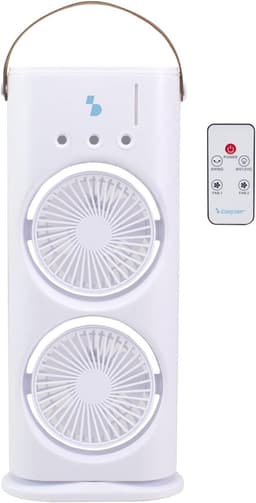 Oplaadbare ventilator - Vernevelaar mini - Buiten verkoeling - Dubbele oscillerende unit - 37H cm - Wit — thumbnail 1