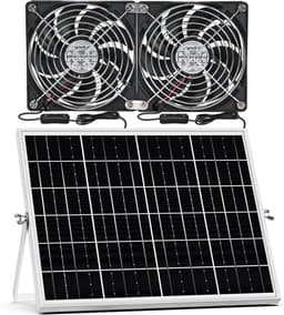 Zonne Ventilator - Luchtstroom Ventilator - Kassen Ventileren - Borstelloze Motor - 12W Zonnepaneel - Zwart — thumbnail 1
