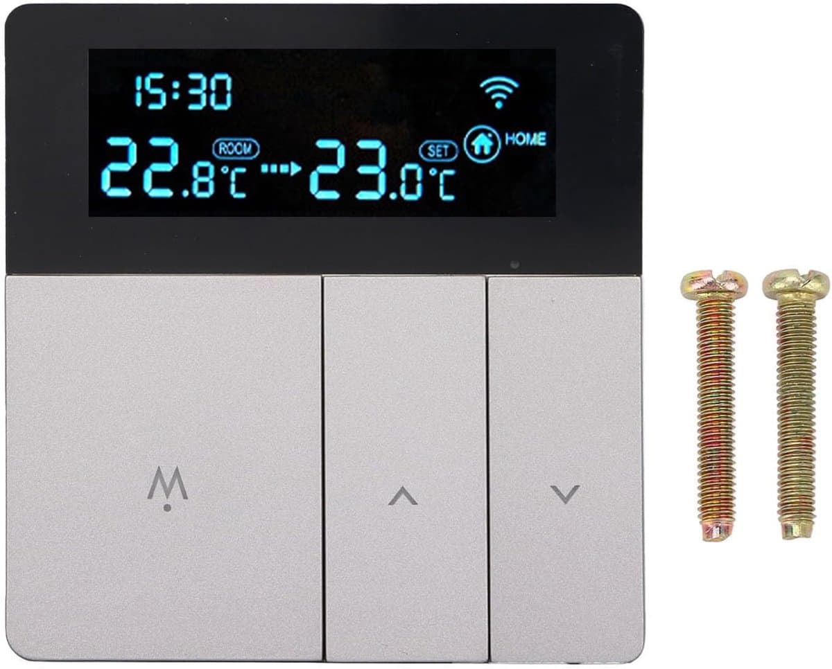 Slimme Thermostaat - Temperatuurregelaar Programmeerbaar - Energie Besparen - Kleuren LCD Scherm - 90-240V - Grijs — afbeelding 1