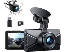 QORA® Dashcam voor Auto Voor en Achter - Dashcam - Zwart - 9cm x 4cm x 6cm
