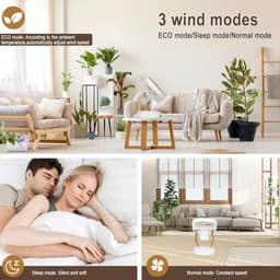 Tafelventilator stil – Luchtcirculator 20 dB – 8 snelheden – 3D oscillatie – Afstandsbediening — thumbnail 2