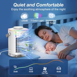 Aircooler 4-in-1 – Draagbare Luchtkoeler met Verneveling – 4 Snelheden – 700 ml – RGB Licht & Timer — thumbnail 5