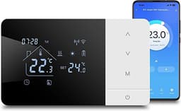 Intelligente Thermostaat - Klimaatregelaar Huis - Comfort Beheer - App en Spraakbesturing - 14 x 8.1 cm - Zwart Wit — thumbnail 1