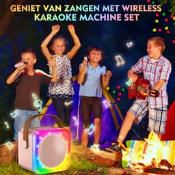 Karaoke Set voor Volwassenen en Kinderen – met 2 Microfoons – Bluetooth‑Speaker – Draagbaar Model – LED‑Verlichting — thumbnail 3