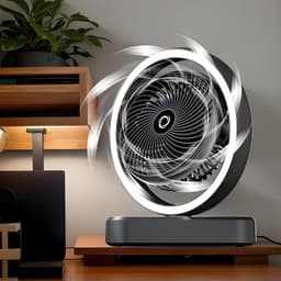 VHV - Ventilator - Tafelventilator - Tafelventilator met Automatische Oscillatie & Nachtlamp - 1800mAh Oplaadbare Ventilator met 270° Zwenkfunctie - Stille Air Circulator voor Bureau en Slaapkamer - Roze — thumbnail 4