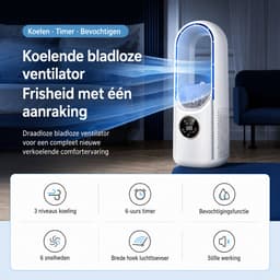 Tafelairconditioner – Mini Luchtkoeler – Draagbare Mini Airco – Draagbare Tafelventilator – 6 Instelbare Windsnelheden – Luchtbevochtiger met Koelfunctie – Zonder Afvoerslang – Geschikt voor Studentenkamer, Slaapkamer en Kantoor – Blauw — thumbnail 3