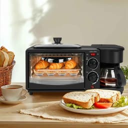 Casa Living Ontbijtstation - 3-in-1 Ontbijtmaker - Koffiezetapparaat, 9L Oven & Koekenpan - Compact Design - 1050W - Zwart — thumbnail 5