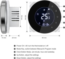 Slimme Thermostaat - Digitale Regelaar - Verwarming Regelen - Wekelijks Programmeerbaar - Nauwkeurigheid 0.5°C - Wit — thumbnail 4