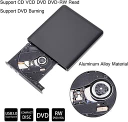 Externe DVD Speler - Dvd-brander Dvd-rw station - Films Kijken - USB 3.0 en Type-C - 2 MB Cache - Zwart — thumbnail 3