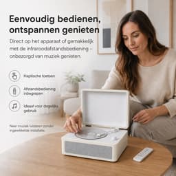 Gloovon® - Bluetooth CD Speler - Draagbare - Discman - Ondersteuning voor CD/Bluetooth/MicroSD-kaart/USB/AUX - Ingebouwde speaker - Wit — thumbnail 4