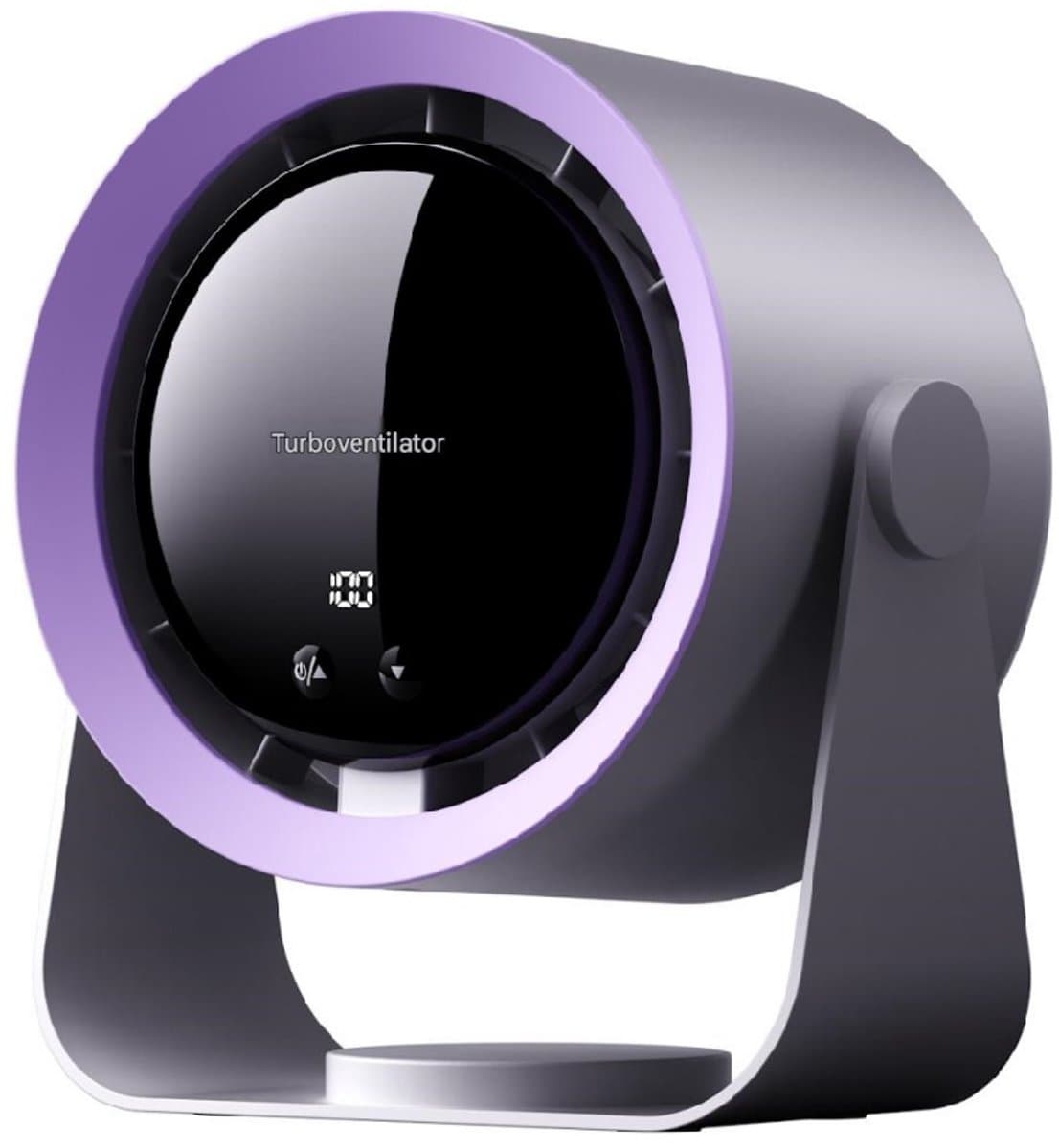 GELLDG Tafelventilator - USB Oplaadbaar 5400 mAh - LED Display met Windkracht en Batterijpercentage - 90° Kantelbaar - Geschikt voor Bureau en Slaapkamer - Plastic - 180x119x205mm — afbeelding 1
