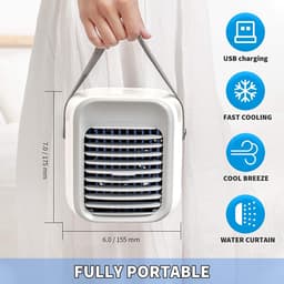 Draadloze draagbare mini-luchtkoelerventilator, multifunctionele persoonlijke USB 2000 MAh-luchtkoeler met 3 snelheden, 7 kleuren veranderende LED-nachtlampje-luchtbevochtiger met watertank, geschikt voor iedereen, inclusief peuters-grijs — thumbnail 5