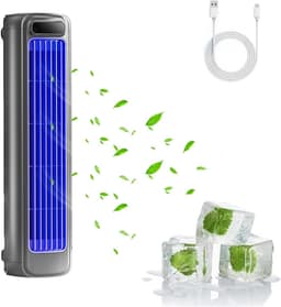 Luchtkoeler - Draagbare airconditioner -3 in 1 mini Mobiele airco - Stille draagbare airconditioner met 3 snelheden - Bladloze verticale luchtcirculatie - Ruimtegrijsr — thumbnail 1