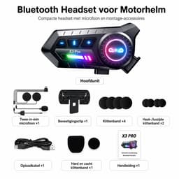 Motorhelm Headset Bluetooth - Draadloze Helm Communicatie - Met Microfoon - Handsfree Bellen en Muziek Luisteren - Waterdicht Ontwerp - Geschikt voor Motor en Scooter - X12 Zwart — thumbnail 4
