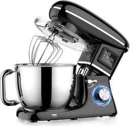 SHANNA Digitale Keukenmachine – 1600W Zuiver Koper – Standmixer – Bakmachine - 6,2L RVS Mengkom – Met LCD Timer, Deeghaak, Garde en Complete Bakaccessoires – Zwart — thumbnail 1