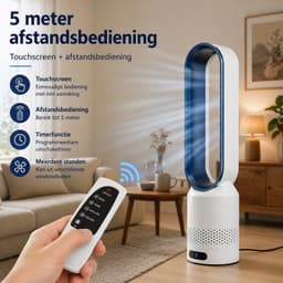 HomeGoodies Bladloze Ventilator met Afstandsbediening – Stil – 8 standen - 90° Oscillatie & Timer – Slaapkamer & Woonkamer - Roze — thumbnail 3