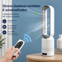 HomeGoodies Bladloze Ventilator met Afstandsbediening – Stil – 8 standen - 90° Oscillatie & Timer – Slaapkamer & Woonkamer - Roze — thumbnail 5
