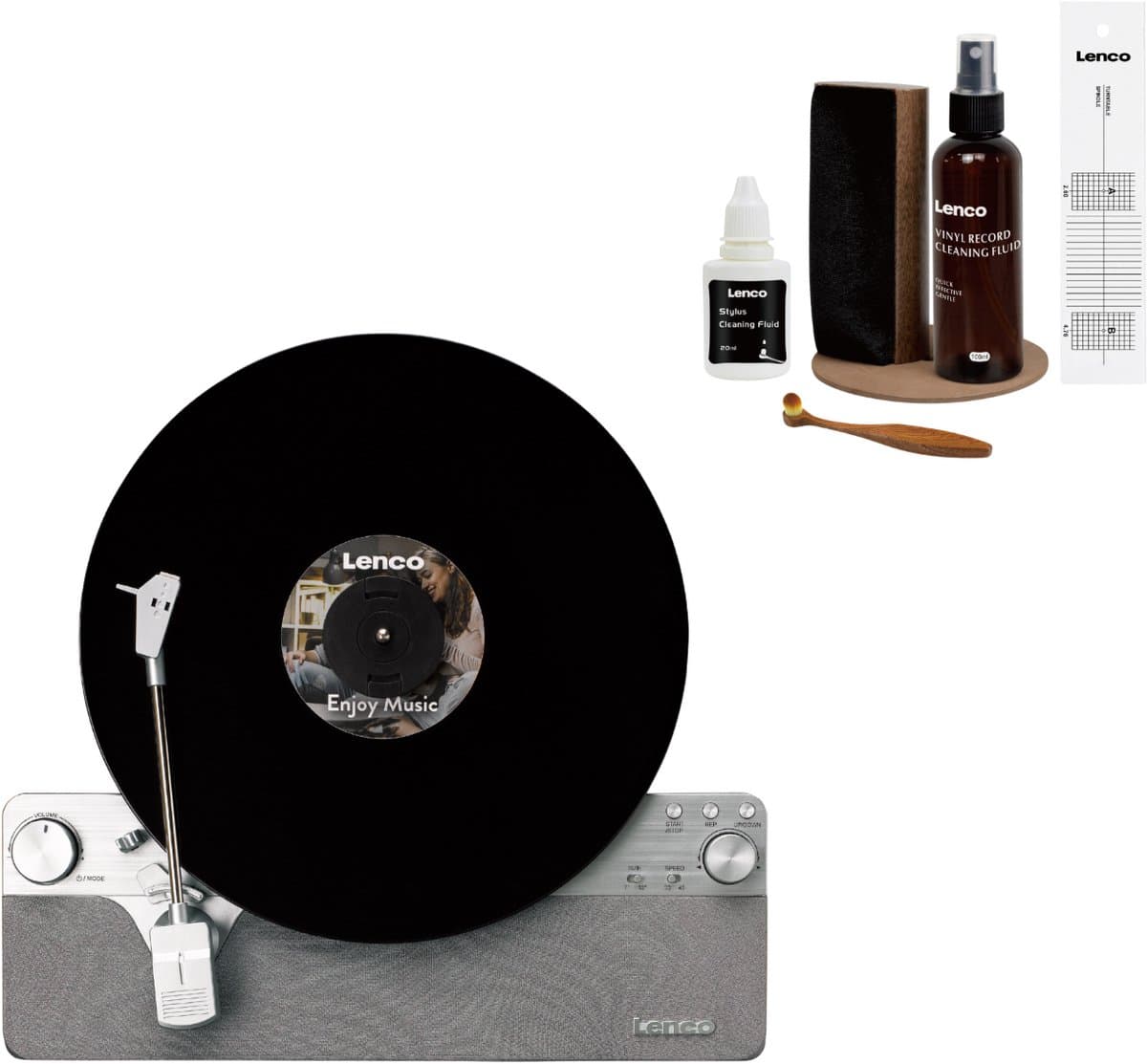 Lenco Verticale Platenspeler Bundel - LSA-071SI + TTA-6IN1 - Platenspeler met Bluetooth - 6-delige LP Schoonmaakset — afbeelding 1