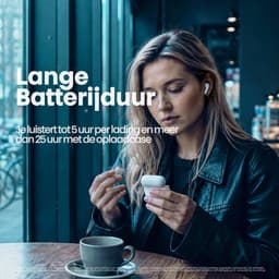 Phreeze TWS7 - Draadloze Oordopjes - Bluetooth 5.3 - ENC Microfoon - 30 Uur Speeltijd - Touchbediening - Geweldige Geluidskwaliteit - Wit — thumbnail 3