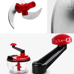 Handmatige Keukenmachine - Groentehakker Crank - Snel Ingrediënten Snijden - Robuuste Snijbladen - 18.5 x 18.5 cm - Rood — thumbnail 3