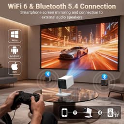 SnelShoppen - Smart Beamer 4K-decodering met 2 GB RAM, 16 GB ROM, ingebouwde streaming-apps, WiFi 6, Bluetooth 5.4, automatische beeldcorrectie, optis — thumbnail 3