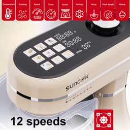 SUNCOK Keukenmixer, met twee roestvrijstalen mengkommen: 4,5 l en 5,5 l. Krachtige motor van 1500 W, geluidsniveau 59 dB. Blender, geschikt voor bakken en deeg kneden. — thumbnail 4