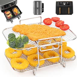 Grote heteluchtfriteuse, accessoires voor Ninja Foodi Max Dual Zone AF400EU, 9,5 l, airfryerrek/rooster, Af400eu accessoires, grillrooster/manden voor Ninja heteluchtfriteuse, 304 gecoat — thumbnail 1