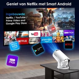 SnelShoppen - Mini Beamer 1080P Full HD, Geüpdatet Mei 2026, WiFi 6, Bluetooth 5.4, 180° Draaibaar, Compatibel met iOS/Android/TV Stick, Perfect voor — thumbnail 3