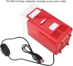 SnelShoppen - Mini Koelkast USB 5V 10W - Draagbare Fridge voor Dranken, Koelen en Verwarmen - Compacte Frigo voor Kantoor, Garage, Kampeer, Rood/Zwart — thumbnail 5