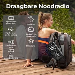 Bondoo Noodradio 20000 mah – Noodradio solar opwindbaar - Noodradio opwindbaar en batterij - Radio noodpakket - Draagbare radio – Noodradio DAB+ - Powerbank zonneenergie - Met zaklamp & SOS-knop - Zwart — thumbnail 3