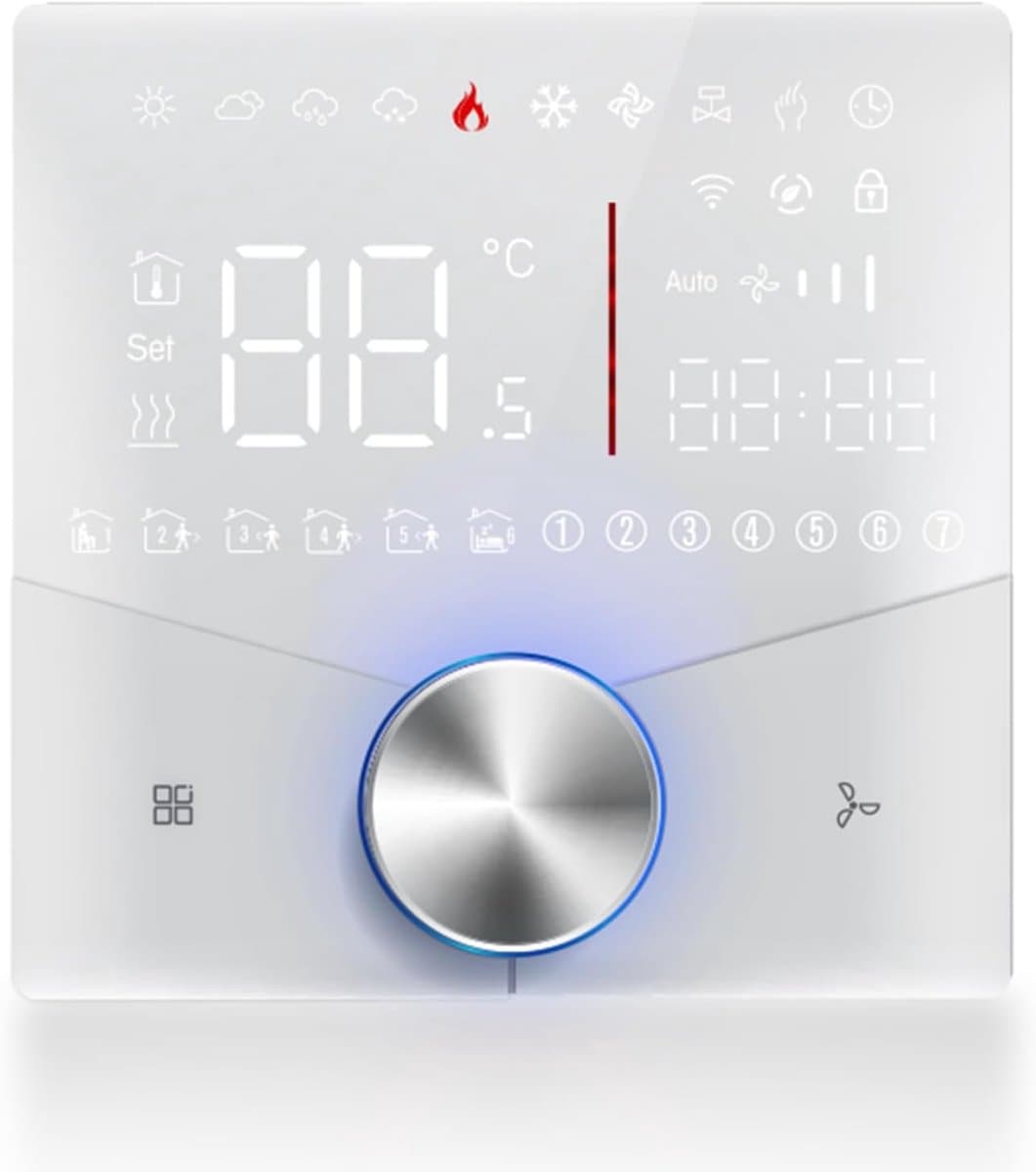 Slimme Thermostaat - WiFi Controller - Energie Besparen - LED Paneel - 12.4 mm Dun - Wit — afbeelding 1