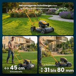 Mulchgrasmaaier - Handgrasmaaier Benzine - Gazon Onderhoud - Zonder Aandrijving - 45 cm Maaibreedte - Metaal — thumbnail 5