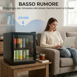 TEKROA® Mini Koelkast met Glazen Deur - Drankenkoelkast 46L (59 Blikjes) - Vrijstaand - Touchscreen 0-20°C - LED Verlichting - Stil (39dB) - Zwart — thumbnail 4