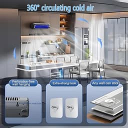 Sander Shop draagbare airconditioner/luchtkoeler met drie windsnelheden, geen installatie nodig, USB-oplaadbaar, draagbare torenventilator voor op het bureau, voor slaapkamer, kantoor en thuis（zwart） — thumbnail 4